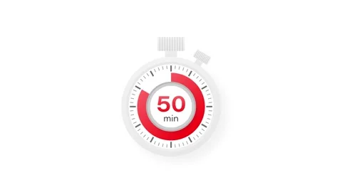 The 50 minutes timer. Stopwatch icon in flat style. Motion graphics. Video stock 162279611