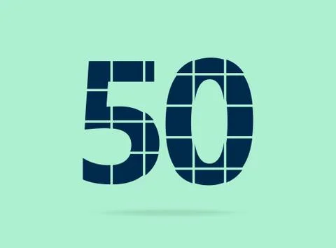 50 number, vector desing font.  Made of knife cut. For logo, brand label, des Stock Illustration