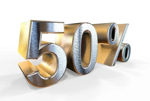 50 Percent 3d rendering which can be used for sale, investment, concepts an.. Stock Illustration