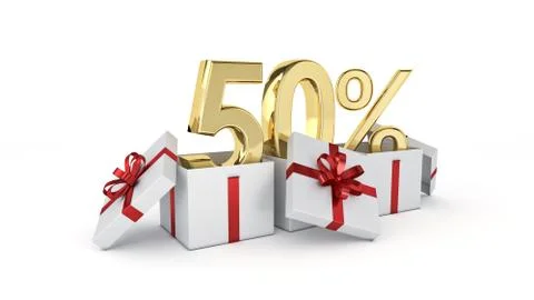 50 percent discount. 3d rendering Stock Illustration