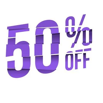 50 Percent Discount Offers Tag with Cutting Style Design Stock Illustration