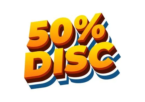 50 percent discount. Text effect in 3D style with good colors Stock Illustration