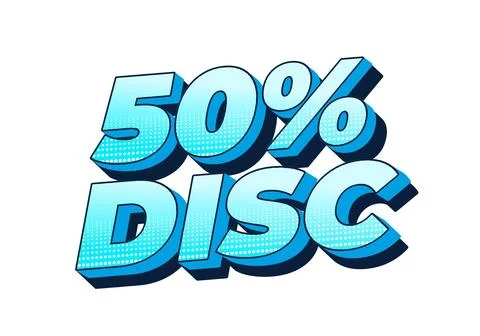 50 percent discount. Text effect in 3D style with good colors 스톡 일러스트