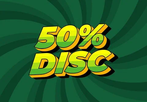 50 percent discount. Text effect in 3D style with good colors 스톡 일러스트