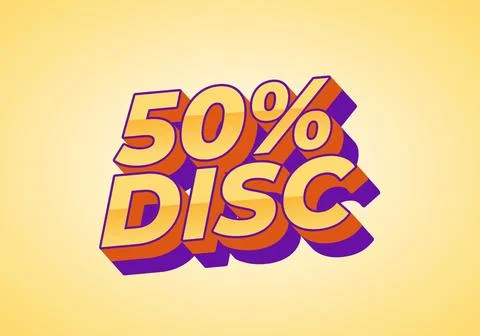 50 percent discount. Text effect in 3D style with good colors Stock Illustration