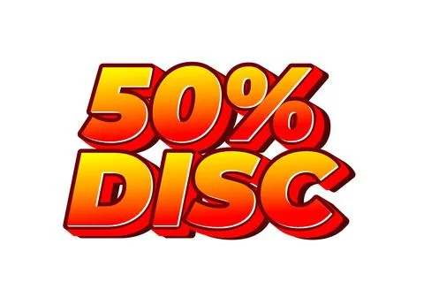 50 percent discount. Text effect in 3D style with good colors 스톡 일러스트