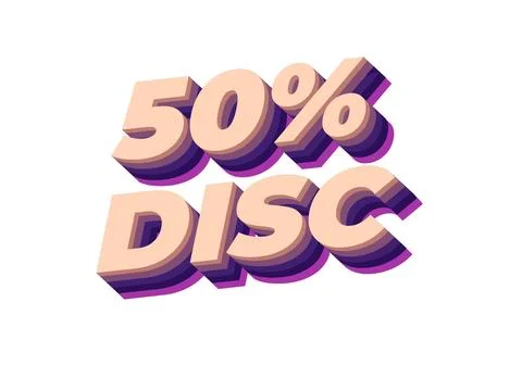 50 percent discount. Text effect in 3D style with good colors 스톡 일러스트