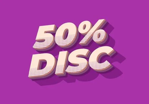 50 percent discount. Text effect in 3D style with good colors Stock Illustration