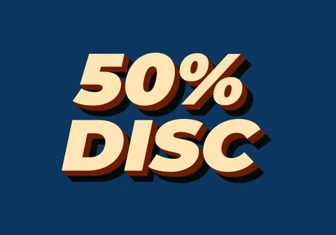 50 percent discount. Text effect in 3D style with good colors Illustrazione stock
