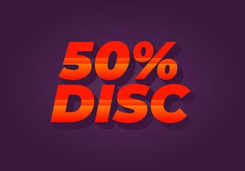 50 percent discount. Text effect in 3D style with good colors Stock Illustration