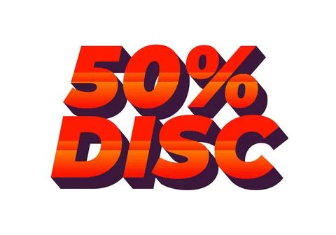 50 percent discount. Text effect in 3D style with good colors 스톡 일러스트