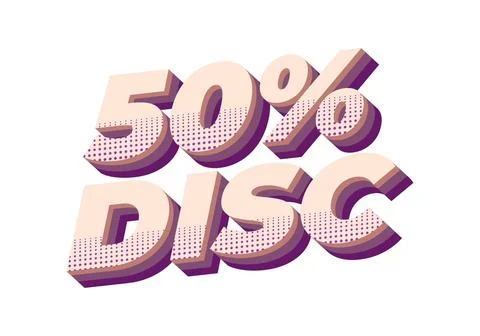50 percent discount. Text effect in 3D style with good colors Stock Illustration