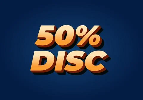 50 percent discount. Text effect in 3D style with good colors 스톡 일러스트