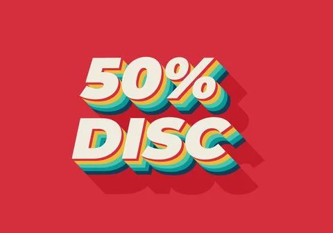 50 percent discount. Text effect in 3D style with good colors Stock Illustration