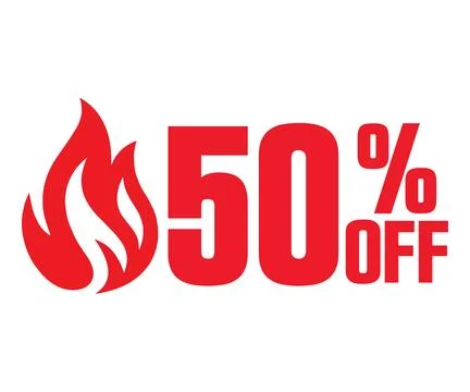 50 Percent OFF E-commerce Discount Offer Design Vector Illustration Stock Illustration