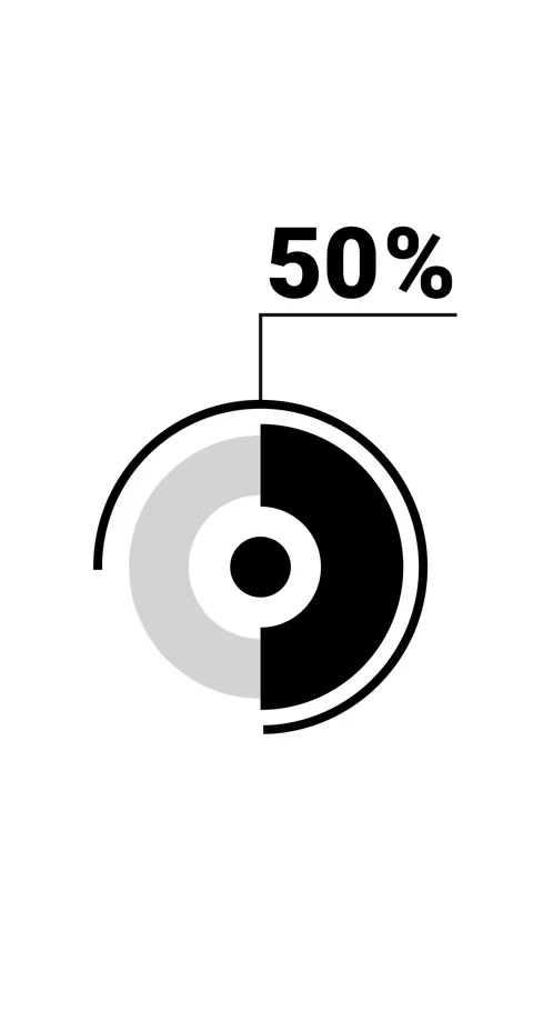 50 percent vertical donut chart. Circle round infographic, graphic animatio.. Stock Footage 285645231
