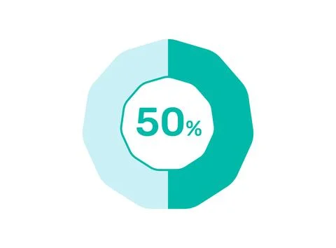 50% Percentage, Circle Pie Chart showing 50% Percentage diagram infographic.. Illustrazione stock