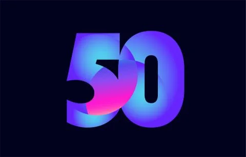 50 pink blue gradient number logo icon design Stock Illustration