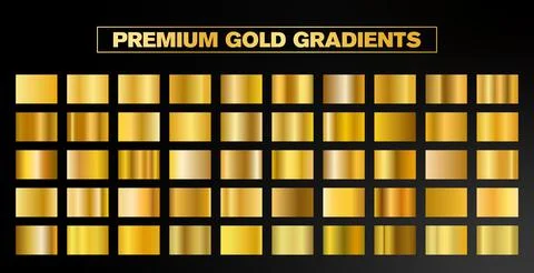 50 Premium vector gold gradient styles. Golden squares collection. Golden bac Stock Illustration