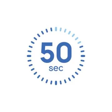 50 second timer clock. 50 sec stopwatch icon countdown time digital stop Illustrazione stock