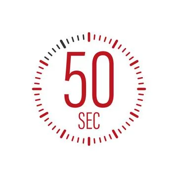 The 50 second, timer, stopwatch vector icon. 50 second Stopwatch icon in flat Stock Illustration