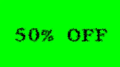 50% Off smoke text effect green isolated background Stock Footage 138722367