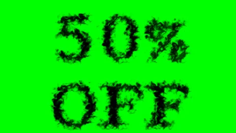 50% Off smoke text effect green isolated background Stock Footage 139611772