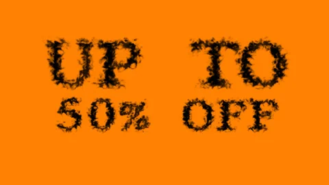 Up To 50% Off smoke text effect orange isolated background Stock Footage 139635645