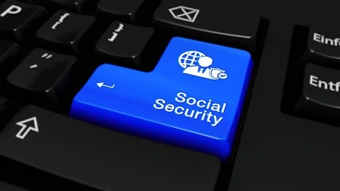 50. Social Security Round Motion On Computer Keyboard Button. Stock Footage 95391749