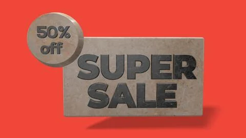 50% off super sale 3d render use for landing page, template, ui, website, p.. Stock Illustration