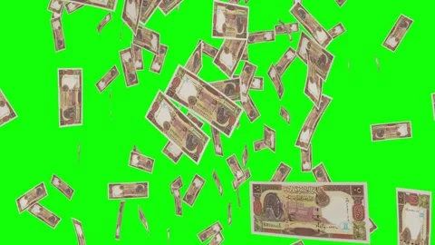 50 SYRIAN POUND notes falling Green screen Stock Footage 258461801