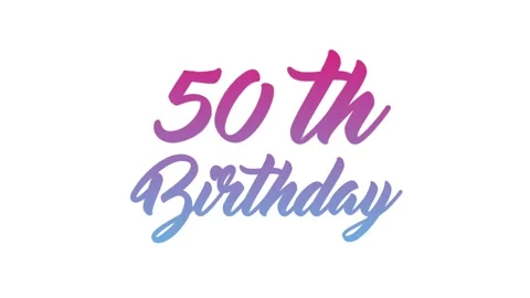 50 th Birthday - Title Text Animation With Gradient Colors and White Backgro Stock Footage 242832703
