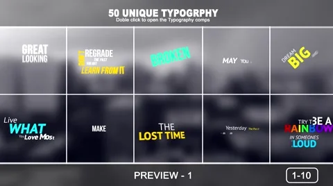 50 Unique Typogtaphy After Effects stock