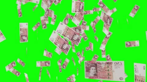 50 UNITED KINGDOM POUND notes falling Green screen 스톡 동영상 258463194