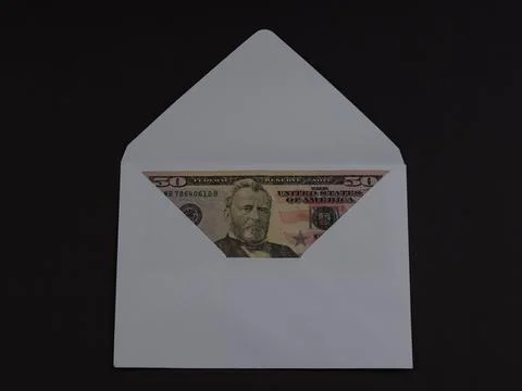 50 US dollar in an envelope Stock Photos