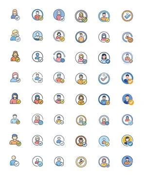 50 Verified Vector icon set. Large set of various icons Stock Illustration