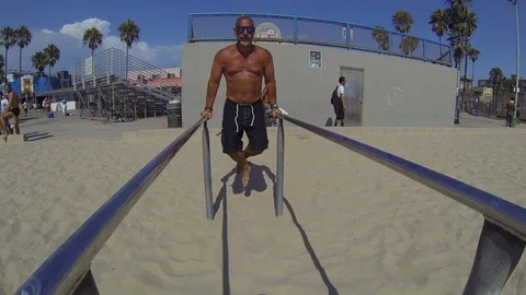 50 year old man working out at Muscle Stock Video Pond5