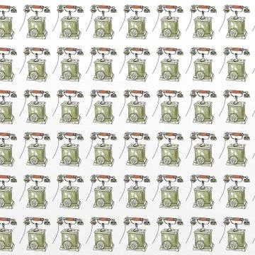 50 years old phone pattern of paper or fabric Stock Illustration