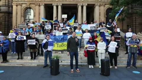 500 Days of Full-Scale Invasion of Ukraine marked at rally in Sydney, Australia Stock Footage 245602885