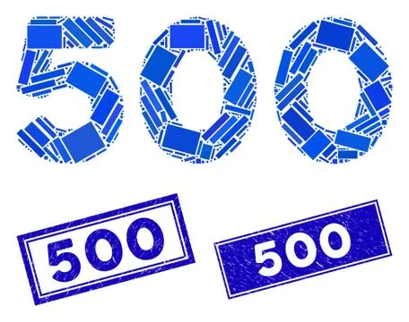 500 Digits Text Mosaic and Grunge Rectangle 500 Watermarks 스톡 일러스트
