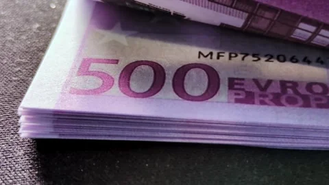 500 euro banknotes. Stock Footage 315859423