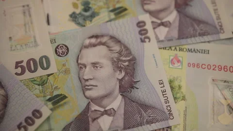 500 LEI banknote close up with Romanian currency Stock Footage 339722809