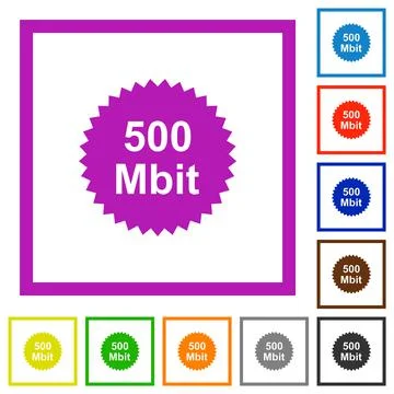 500 mbit guarantee sticker flat framed icons Stock Illustration