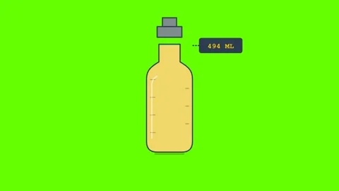 500 ML Liquid Bottle Animation on Green Screen Background Flat Design 4K Video stock 344434179