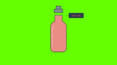 500 ML Liquid Bottle Animation on Green Screen Background Flat Design 4K Video stock 344434180