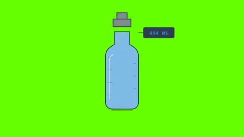 500 ML Liquid Bottle Animation with Cap on Green Screen Background 4K Video stock 344434185