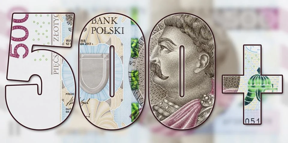 500 Plus Polish Social Program Concept 스톡 사진