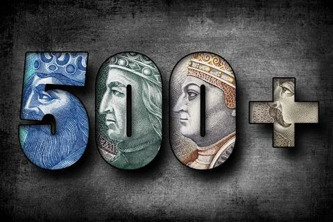 500 Plus Polish Social Program Inscription 스톡 사진