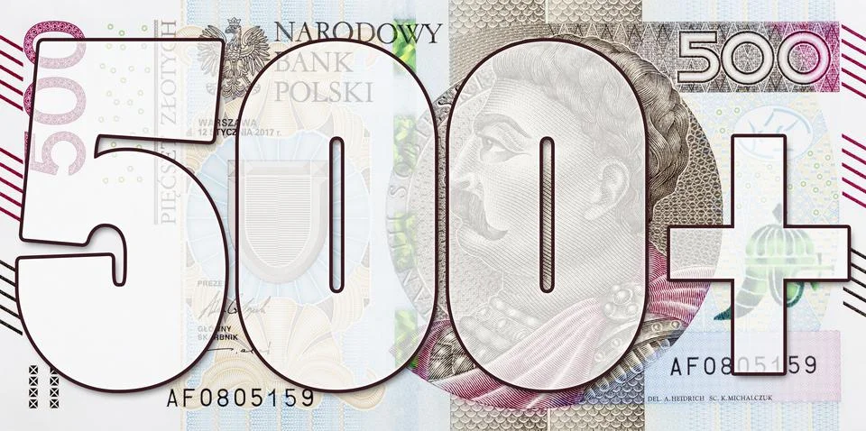 500 Plus Social Program Concept Poland 스톡 사진