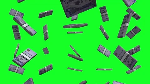 500 Saudi Riyal banknotes Falling On Green Background, Animation Stacks  動画素材 265326084